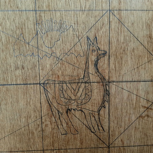 Dessin d'un lama pour réaliser une table en mosaïque